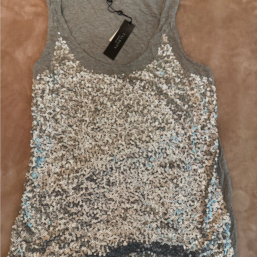 Talbots Silver Sequin Tank Top